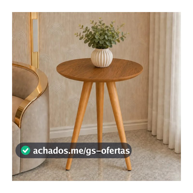 Mesa Lateral Redonda Pe Palito Classica Apoio Sala Quarto Sofa Decoração Mdf