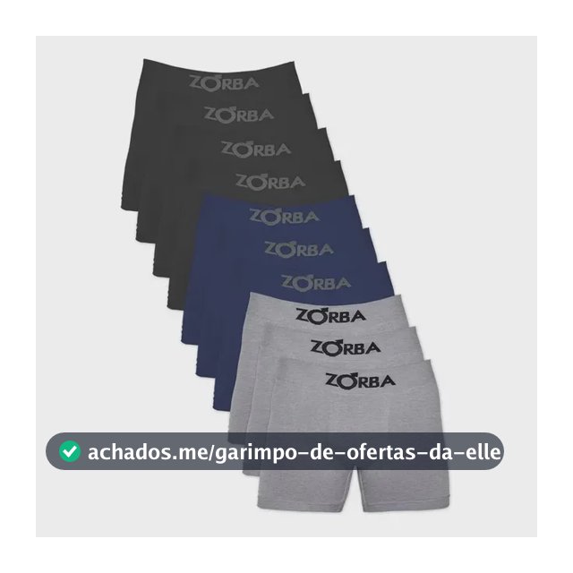 Kit 10 Cuecas Box Boxer Zorba Seamless Algodão Sem Costura