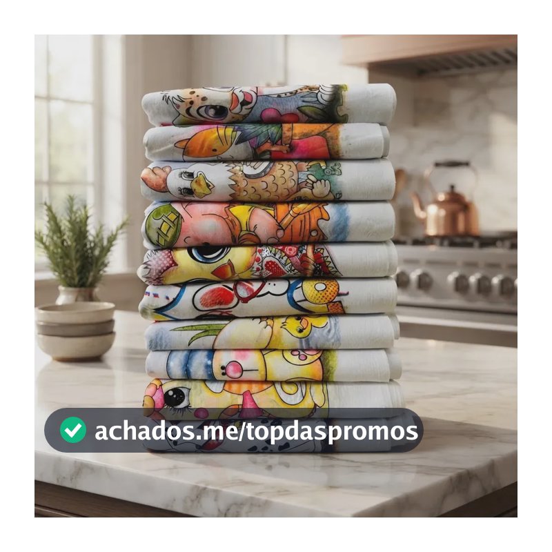 Kit 10 Pano De Prato Estampado 100% Algodão