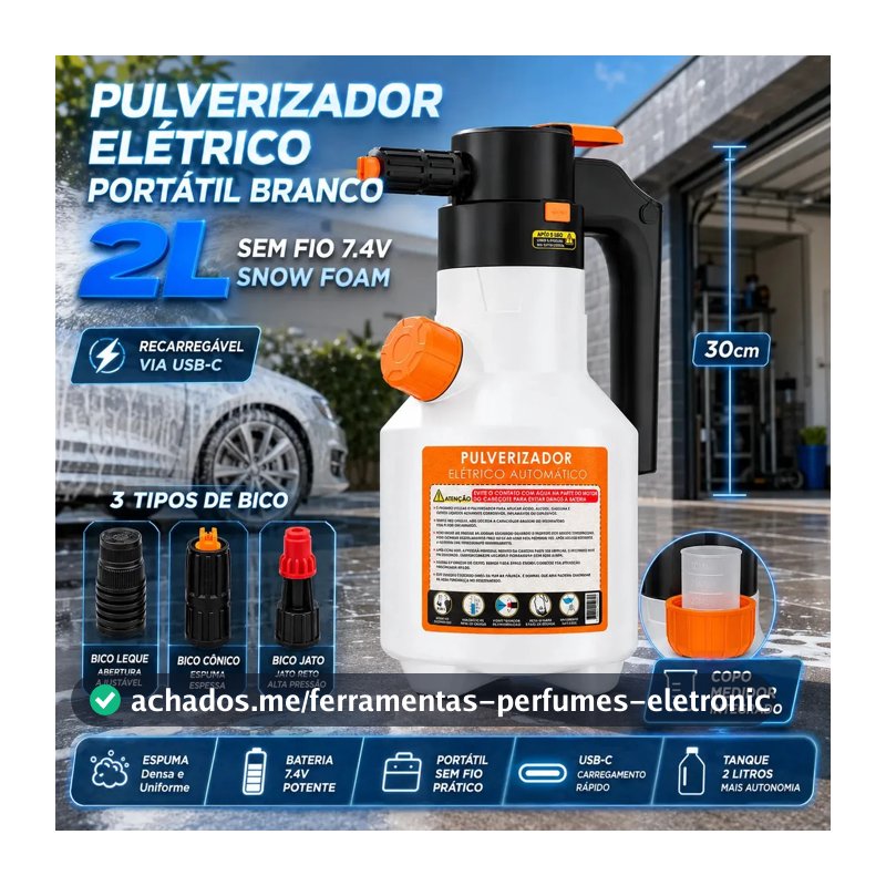 Pulverizador Elétrico de Espuma 2L VERUNTO para Lavagem Automotiva e Jardim