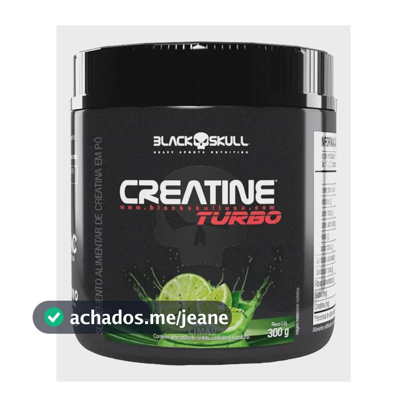 Suplemento em Pó Creatine Turbo Creatina Sabor Limão 300g Black Skull