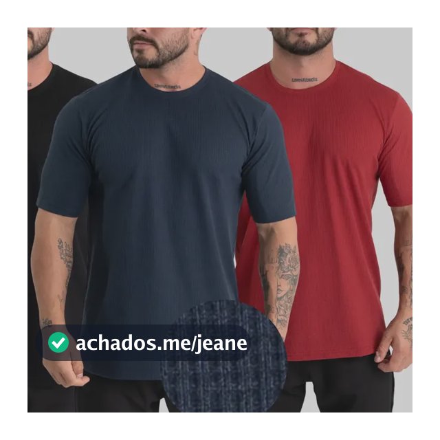 Kit 3 Camiseta Texturizada Masculina  Quadradinho