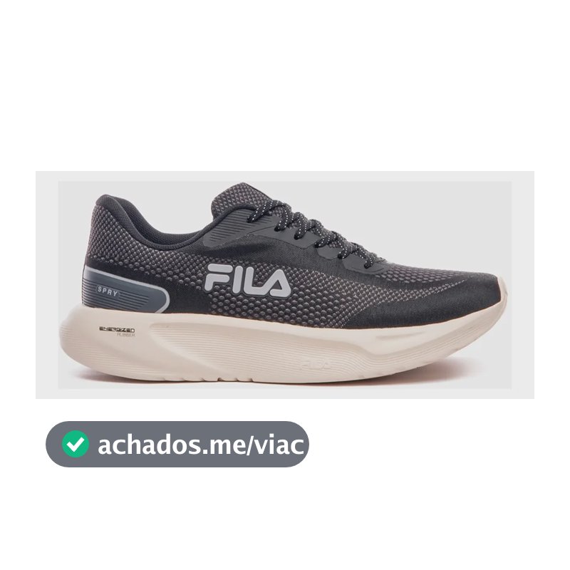 Tênis Fila Masculino Spry Esportivo Treino Corrida Academia Preto/grafite/cinza Mesh 39