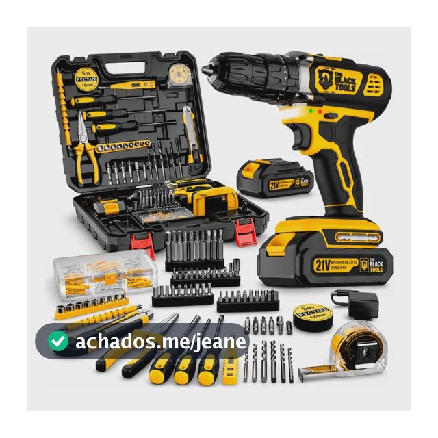 Parafusadeira Furadeira Bivolt À Bateria 21v + Kit 134 Peças