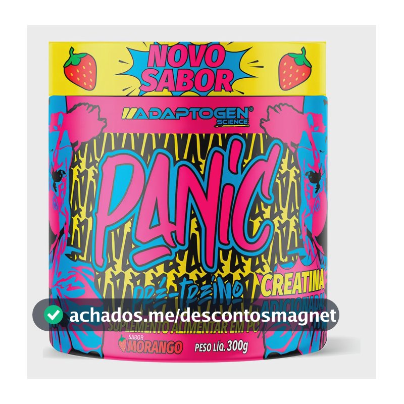 Suplemento Adaptogen Science Pré Treino Panic en pó sabor morango x 300g