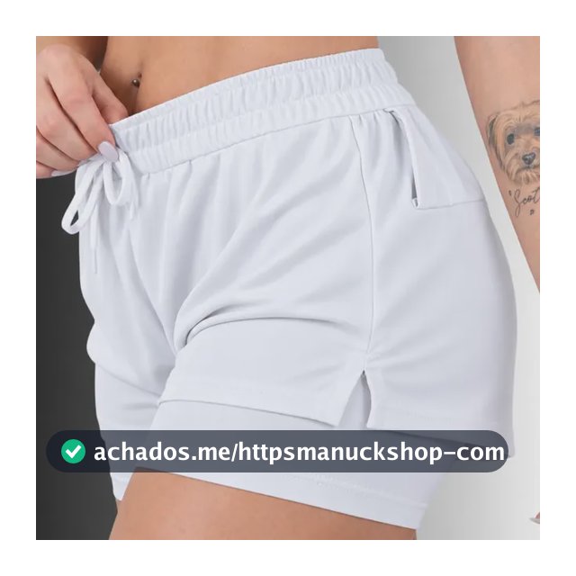 Shorts 2 Em 1 Feminino Academia Duplo Bolso Interno Corrida