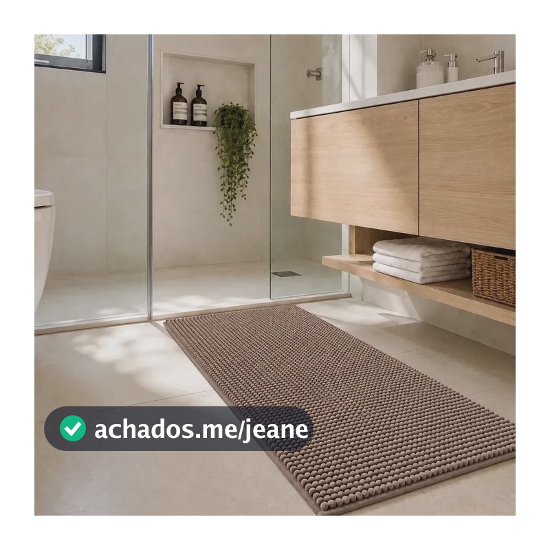 Tapete Bolinha Microfibra Passadeira Antiderrapante 40x100cm Marrom-claro