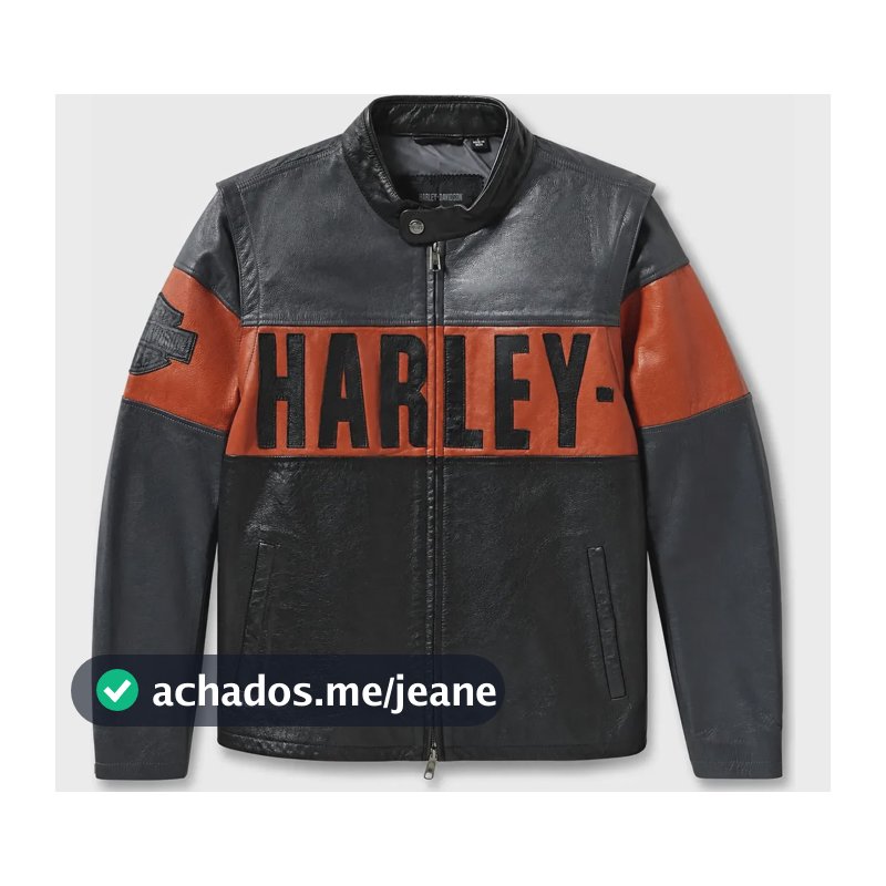 Jaqueta Couro Harley Davidson Essential Conversível Tam Gg Preto Geométrica Gg