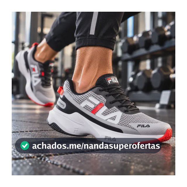 Tênis Masculino Fila Recovery Corrida Academia Treino Preto/vermelho 40 Br