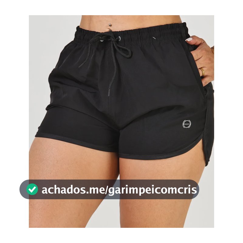Shorts Feminino Elastano E Poliéster  Academia Praia Laser Preto Liso G