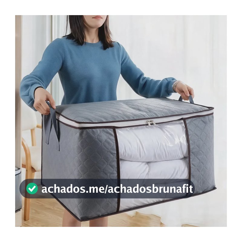 Organizador De Roupas Saco Cobertor Grande Organizadores 90l Cinza