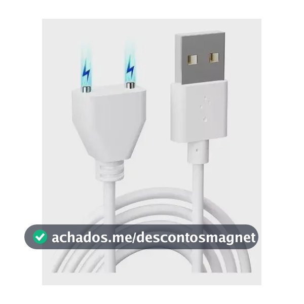 Cabo USB Magnético YTMQL 2 Polos 5mm Branco para Vibradores
