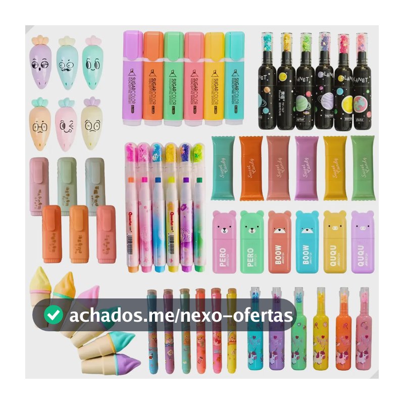 Kit 60 Mini Canetas Marca Texto Fofo Fofinhos Carinhas Pastel