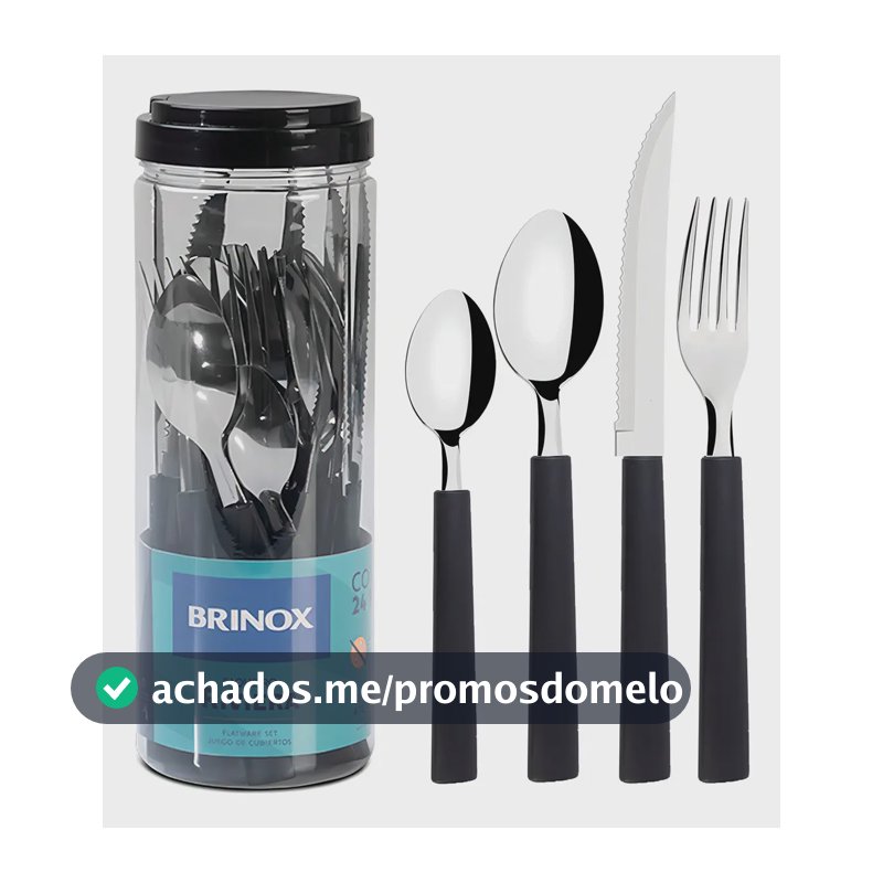 Faqueiro Inox 24 Peças Preto Brinox Riviera