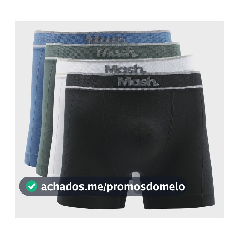 Kit 4 Cuecas Boxer Masculina Poliamida Toque Gelado Box Mash