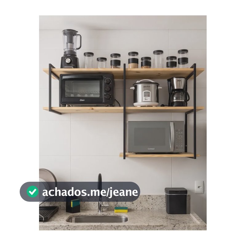 Prateleira Suspensa Tripla Suporte Microondas Forno 100x33cm