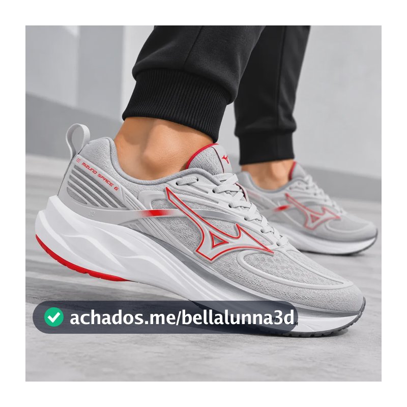 Tênis Mizuno Space 6 Esportivo Corrida Caminhada Cinza/vermelho 43