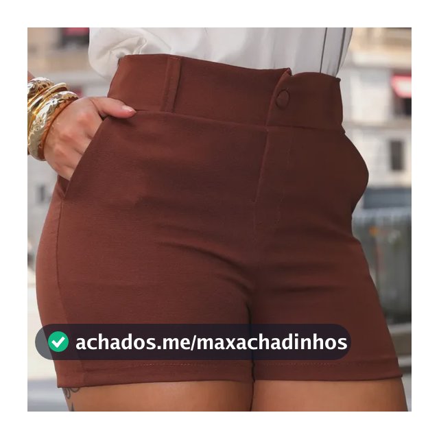 Shorts Alfaiataria Feminino Social Cintura Alta Bolsos Verão