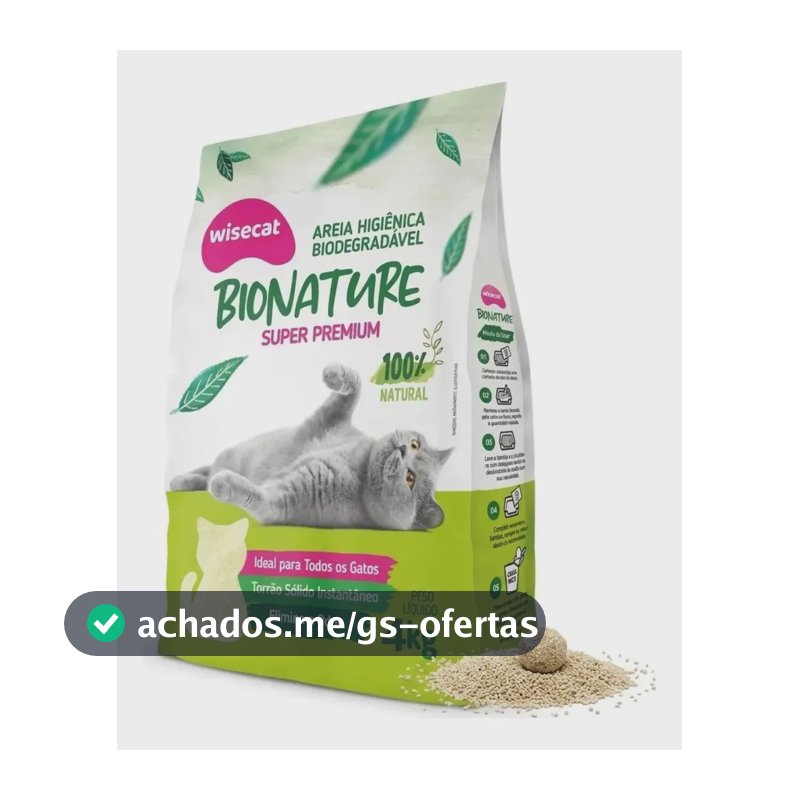 Areia De Mandioca Para Gatos Biodegradável Wisecat 4kg Bionature