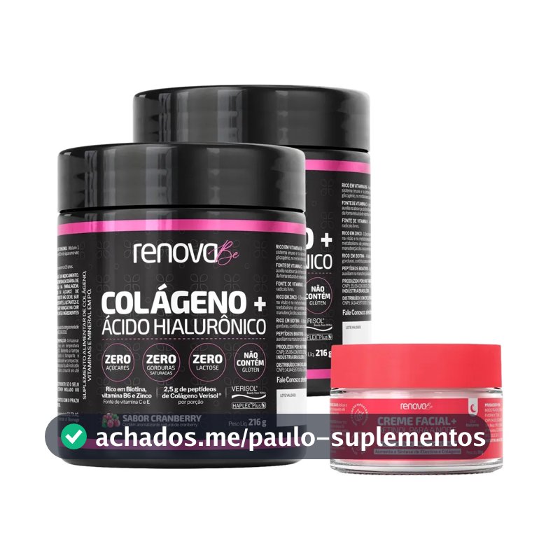 Acido hialuronico Haplex Plus Renova Be Beleza da Pele em pó sabor Oxicoco x 216g 2 un