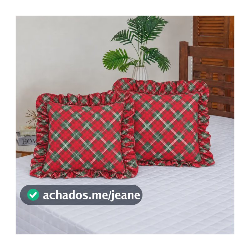 2 Capas (1 Par) De Almofada 45x45 Xadrez De Algodão Natal