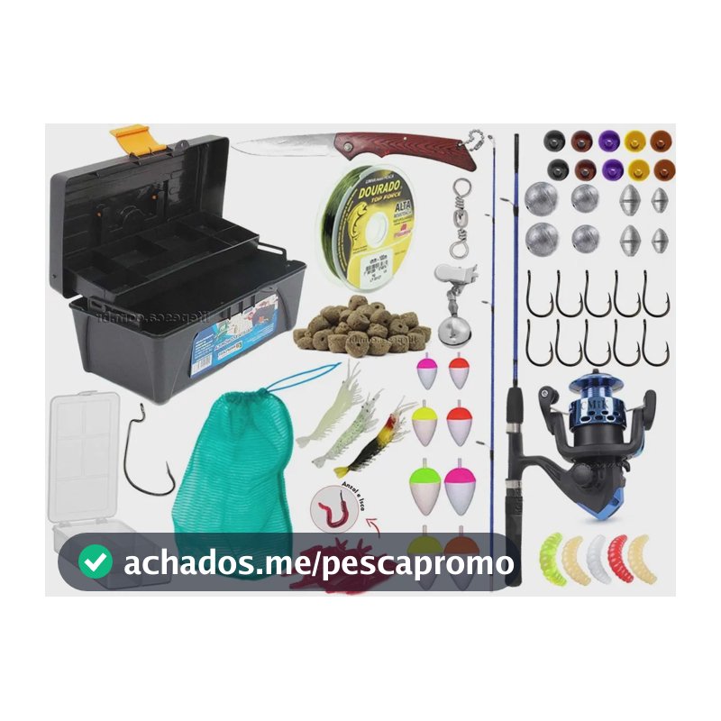 Kit Pesca Life Pesca Fibra de Vidro 1,2m Iniciante Completo