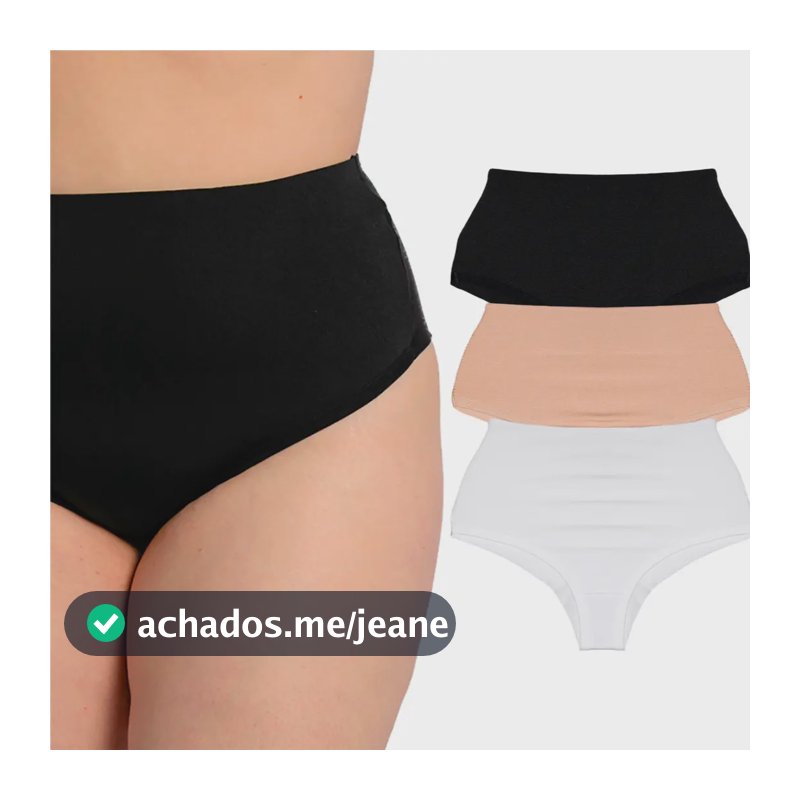 Kit 3 Calcinhas Plus Size Cós Alto Fio Duplo Lingerie Multicor 48