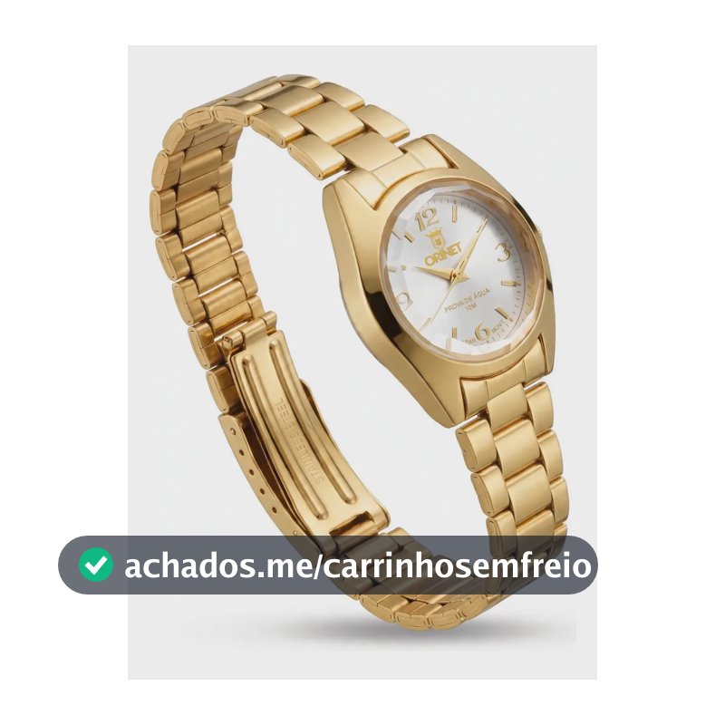 Relógio de pulso ORINET PREMIUM XII1159 com corria de aço inoxidável cor dourado com branco - fondo branco - bisel dourado