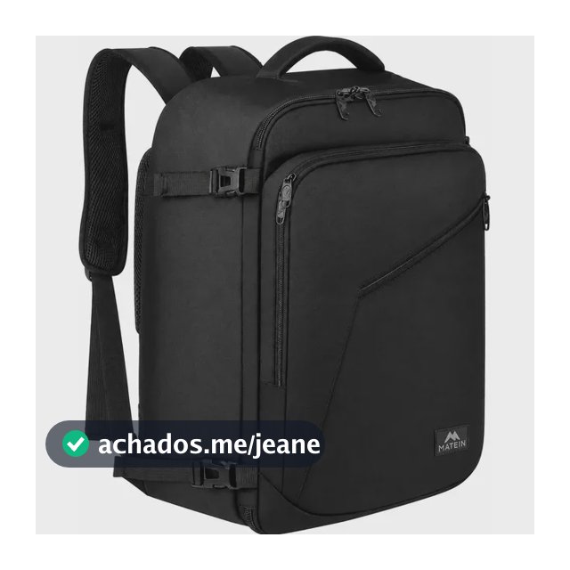 Mochila Viagem Masculina 40L Grande Impermeável Reforçada para Avião Item Pessoal Suporta até 10kg MATEIN 1159 Preto