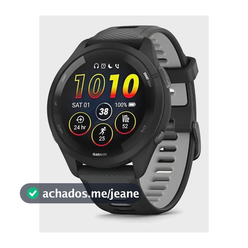 Relógio Garmin Forerunner Amoled 265 preto cinza escuro malha preta