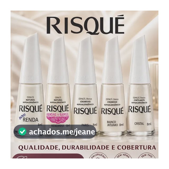 Kit 5 Esmaltes Risque Atacado Manicure Renda Francesinha Francesinha Branco Claro Transparente Renda Rendinha Cristal Paris Bianco