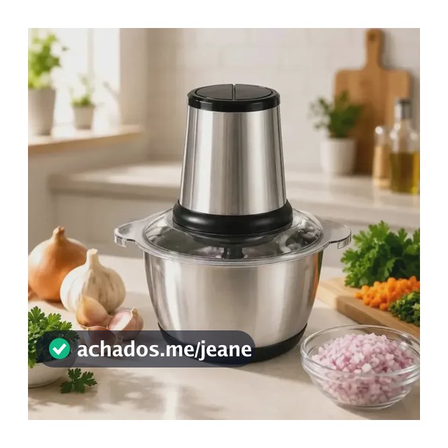 Multiprocessador Elétrico 2 Litros Inox Triturador Alimentos Moedor Carne Processador Legumes Picador Cozinha Multifuncional MidiaFone