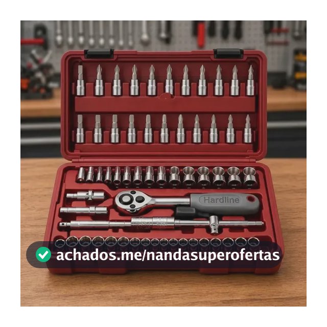 Kit Jogo de Ferramentas 46 Peças Catraca Soquetes Bits Fenda Phillips Allen Extensores com Maleta para Oficina Mecânico Casa Carro Reparos Manutenção Portátil Compacto Hardline