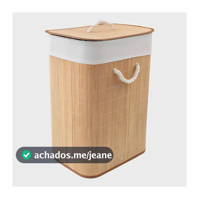 Cesto para Roupas Bambu Dobrável com Tampa Bege 60L Texfine