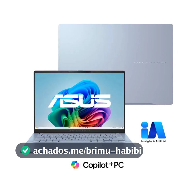 Notebook ASUS Vivobook S 14 S5406SA Copilot+ PC Intel Core Ultra 7 256 V 16GB RAM 512GB SSD Windows 11 Home 14" OLED Mist Blue QD299W