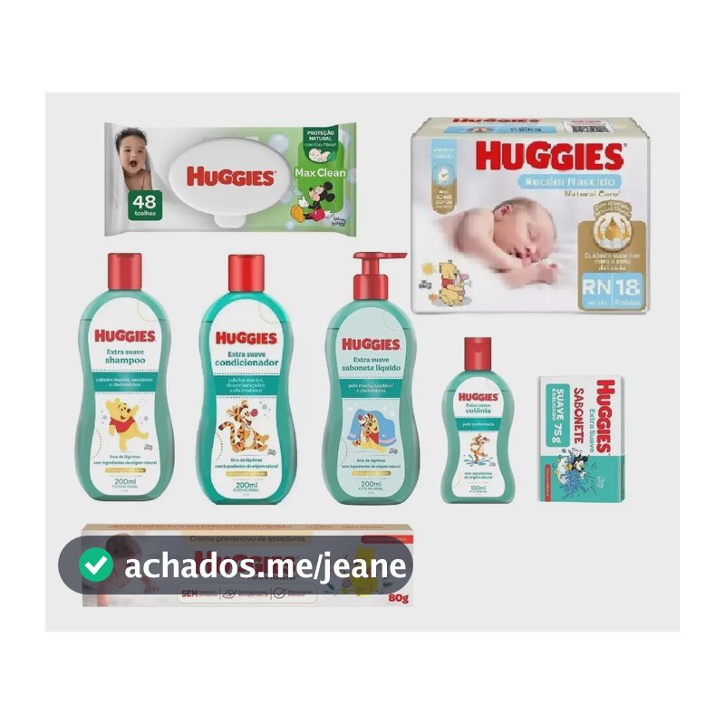 Kit Huggies Higiene Infantil Extra Suave 8 Itens Bebê