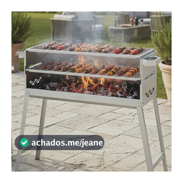 Churrasqueira A Carvão Portátil Churrasqueira Para Espetinho Grande Inox 80x25 2 Grelhas Mec Grill