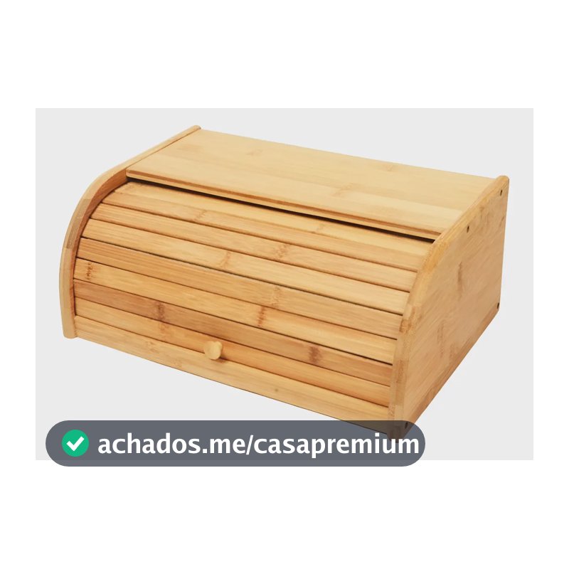 Porta Pão Bambu Com Tampa Retrátil Cor Bege Liso Casa Laura Enxovais
