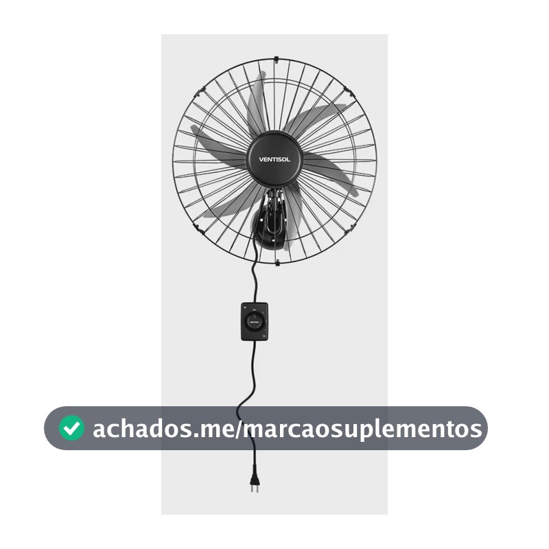 Ventilador oscilante de parede ventisol Steel 6 pás 50cm preto
