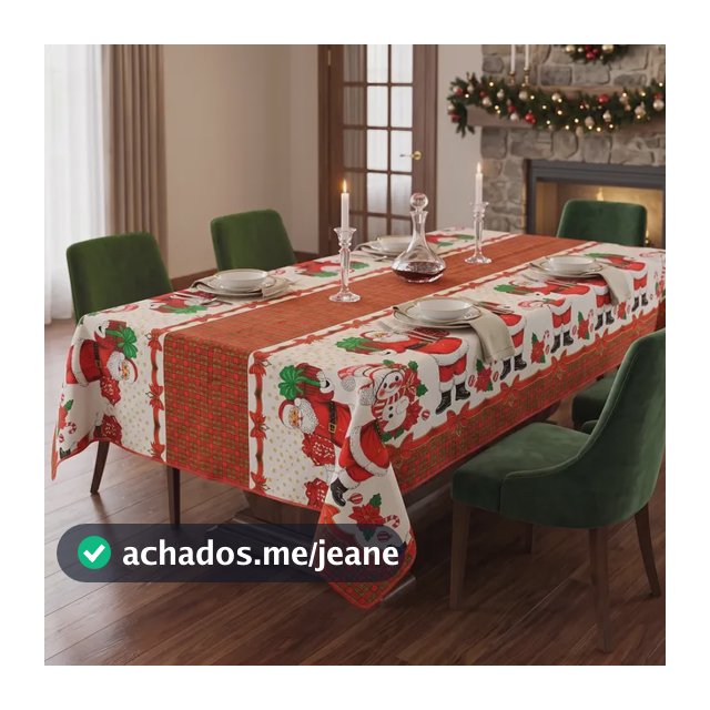 Toalha De Mesa Natal 6 Lugares Retangular Luxo Posta Atacado