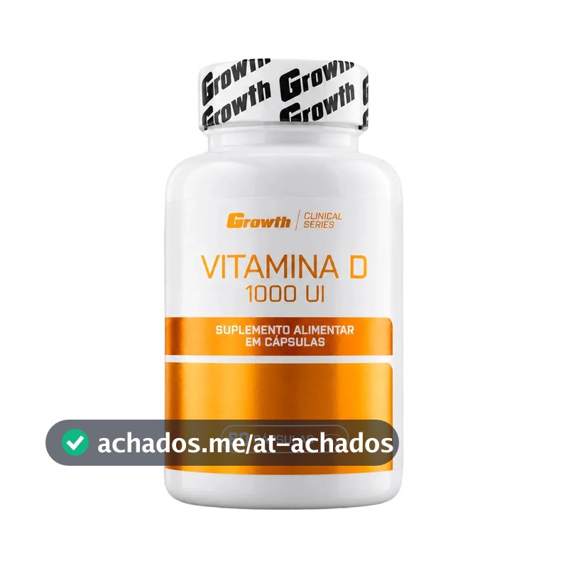Vitamina D 1000ui 60 Caps Growth Supplements - Sem Sabor Sem Sabor