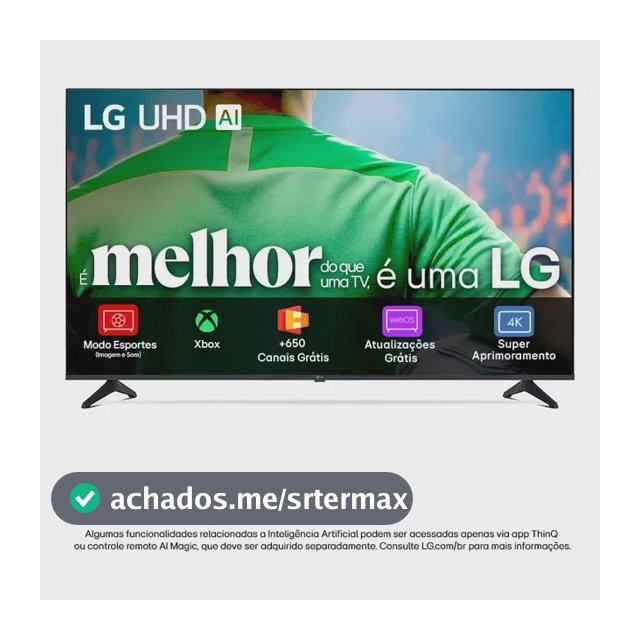 Smart TV LG UHD AI UA75 50 polegadas HDR10 Pro Processador α7 AI Ger8 webOS 25