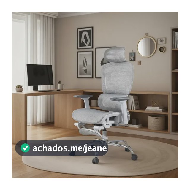 Cadeira De Escritório Ergonômica Mônaco WT07 Luvinco Malha Respirável Com Suporte Lombar Adaptável Apoio Para Pés Retrátil Encosto Ajustável Seis Posições Cor Cinza Suporta 200kg