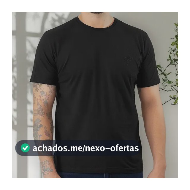 Camiseta Guess Masculina Bordado Peito Preta