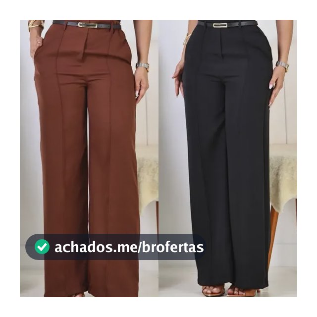 Kit 2 Calça Pantalona Feminina Alfaiataria Elegante C/ Cinto