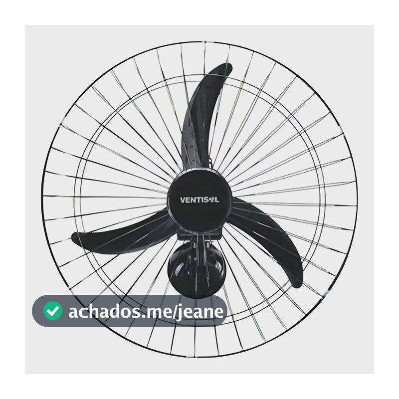 Ventilador Ventisol Profissional New Osc Parede 60cm Negro 3 Pás Plástico