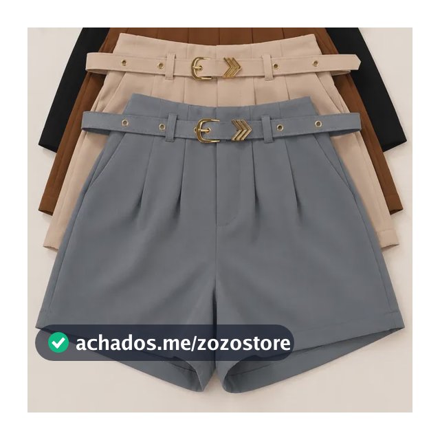 Kit 4 Short Feminino Social Cintura Alta P M G Gg Preto-marrom-bege-cinza Liso Gg