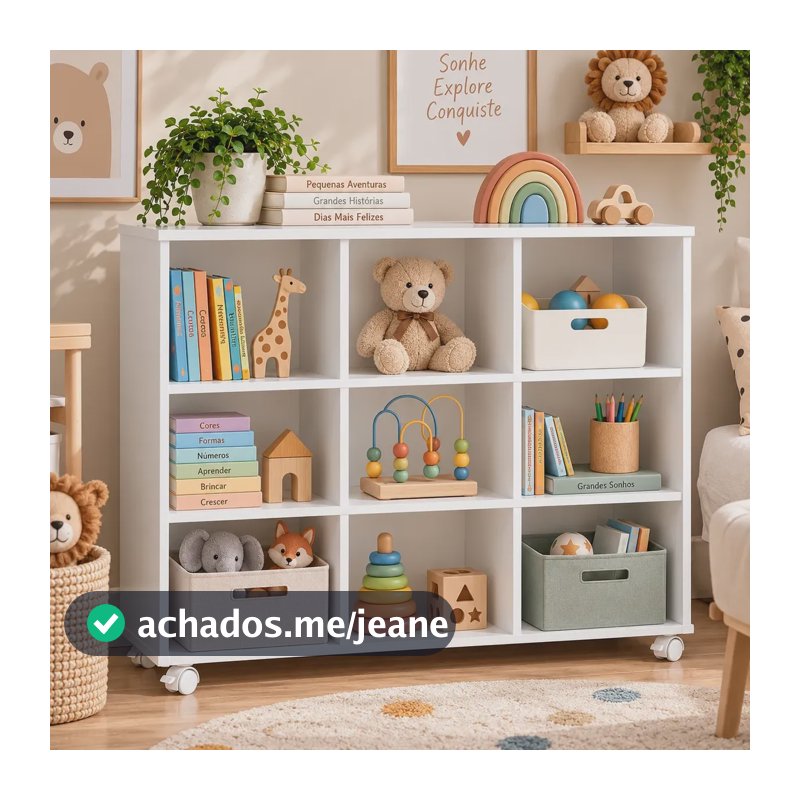 Nicho Multiuso Organizador Decorativo Com Rodízios Em Mdf Branco