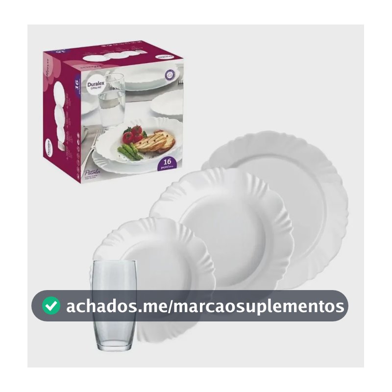 Aparelho de Jantar Pétala Duralex Opaline 16 Peças Branco