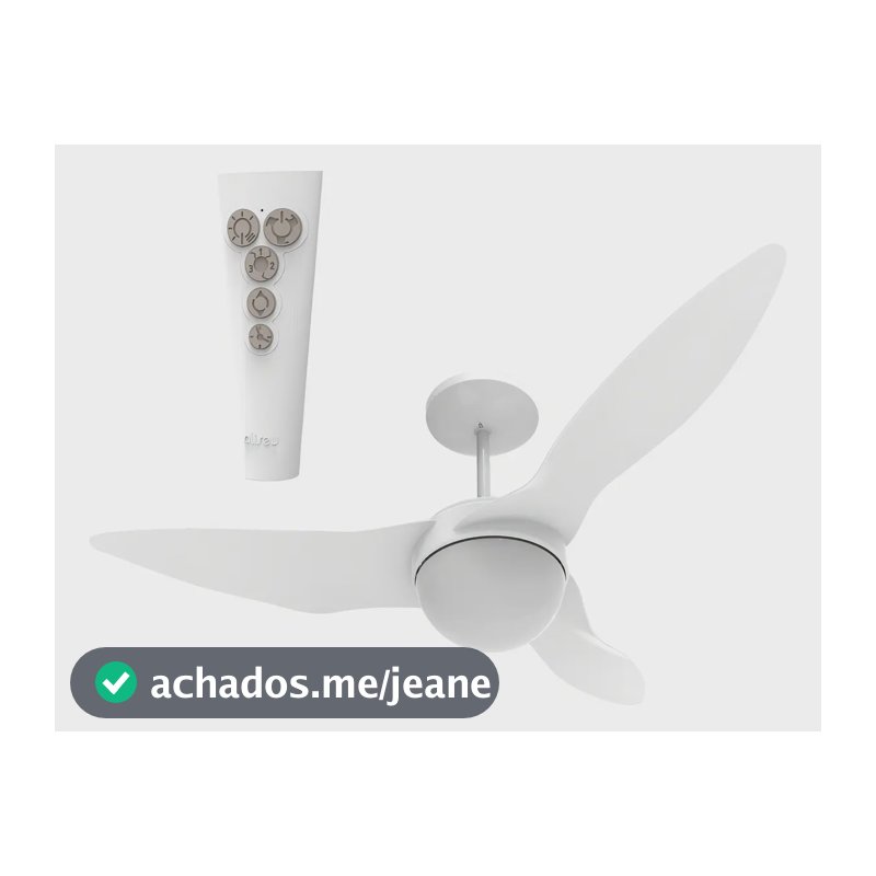 Ventilador De Teto Aliseu Terral Branco Com Controle Remoto Diâmetro 1.28 m Material das pás Polipropileno Quantidade de pás 3